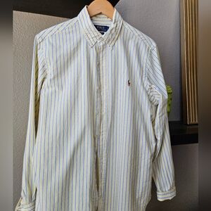 Ralph Lauren Mens Classic Fit Oxford Lg Yellow, White and Blue
